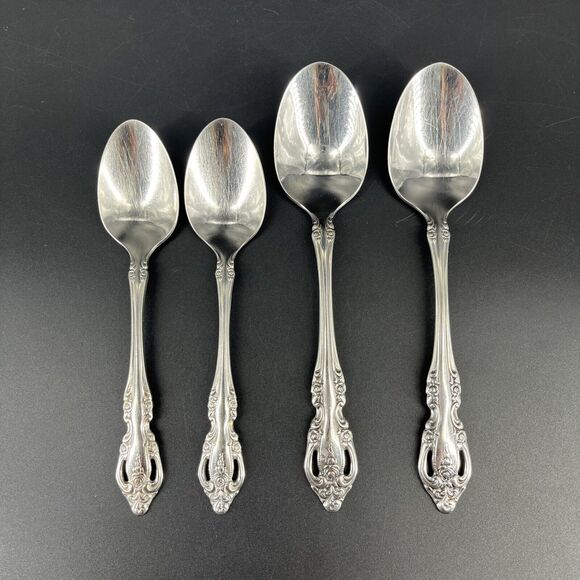 Oneida Community Brahms Stainless 2 Teaspoons 2 Soup Spoons, Set Of 4 Total